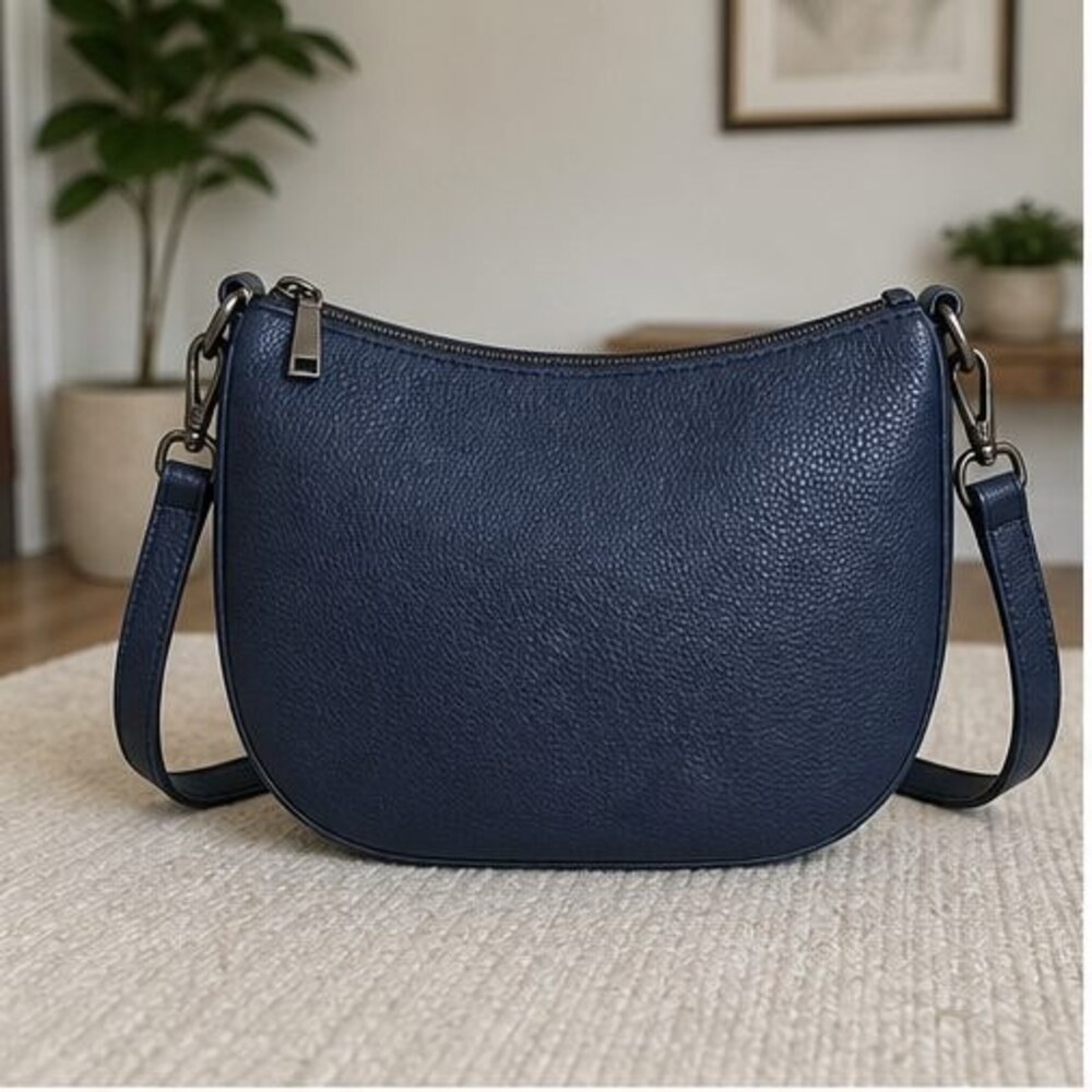 Navy Pebbled Crossbody Bag